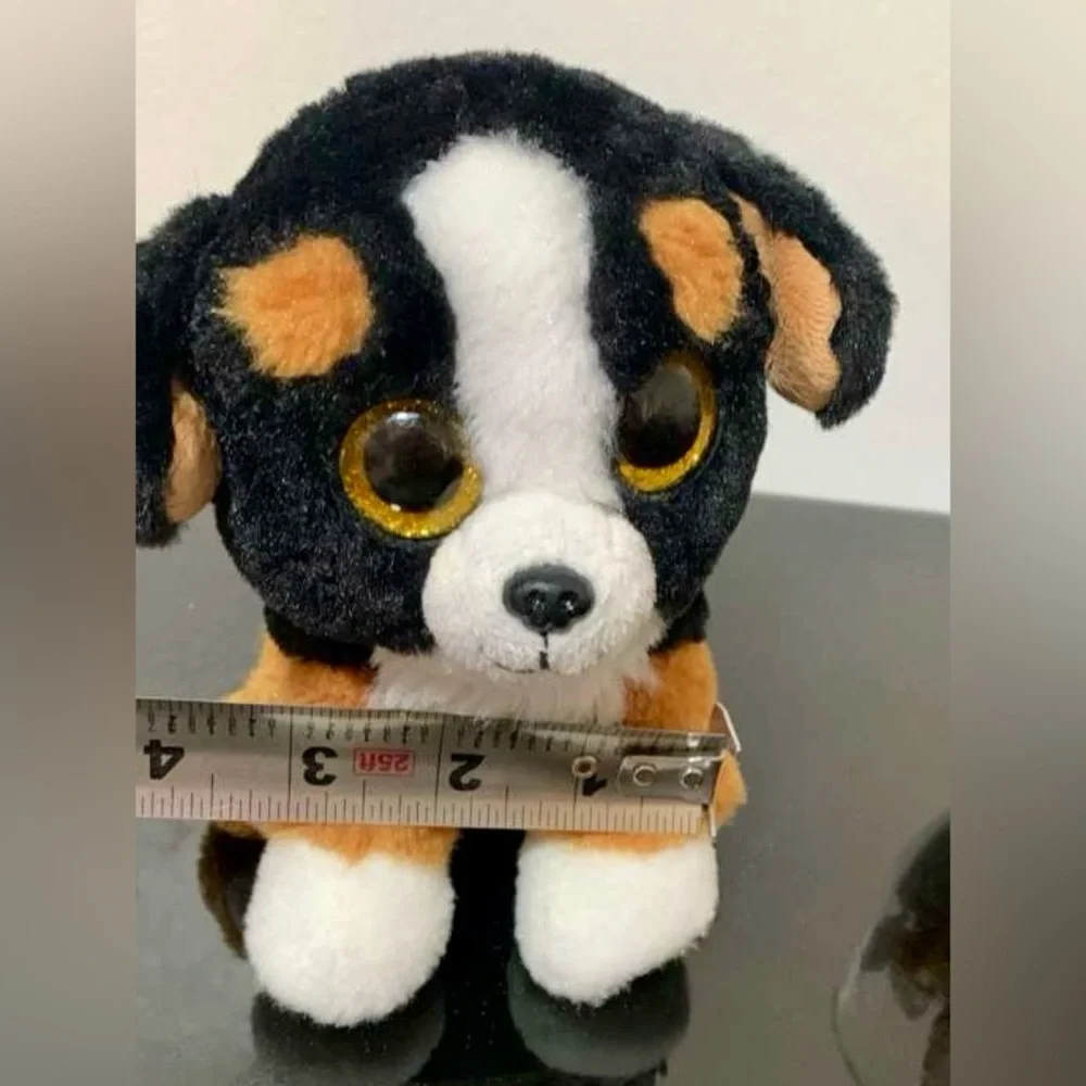 Plush Dog Toy - Black, White, and Brown